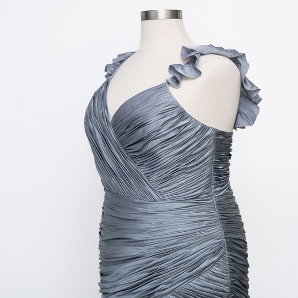 Mac Duggal - Ruched Pleated High-Low Gown 77009 - Picture 8 of 12